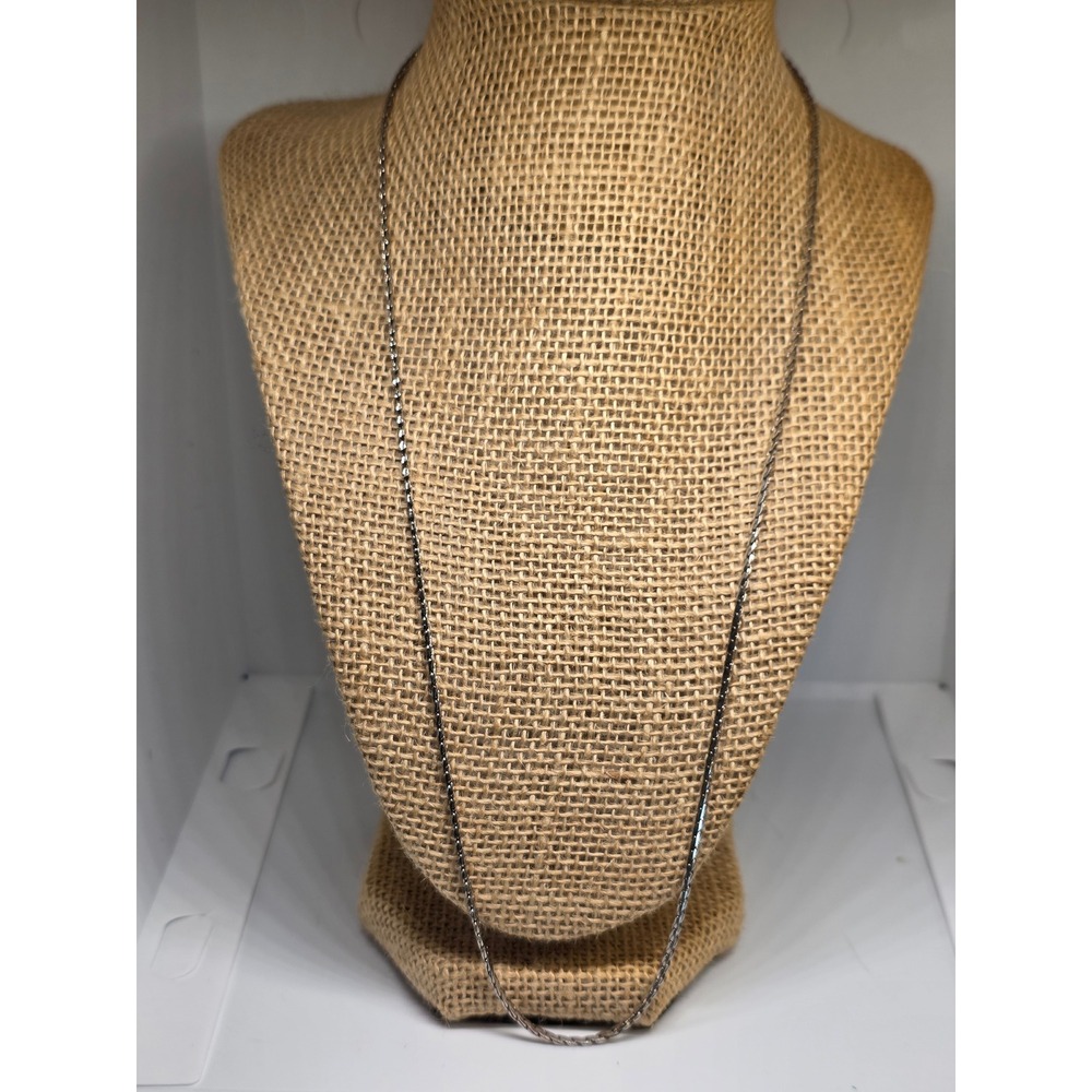 Silver Tone Chain Necklace Thin Box Link Delicate Minimalist Jewelry